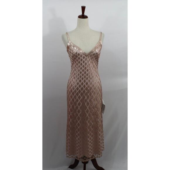 SHO Tadashi Shoji Sz 4 Diamond Sequins Midi Slip Dress Blush Pink Annabelle NWT - Picture 8 of 11